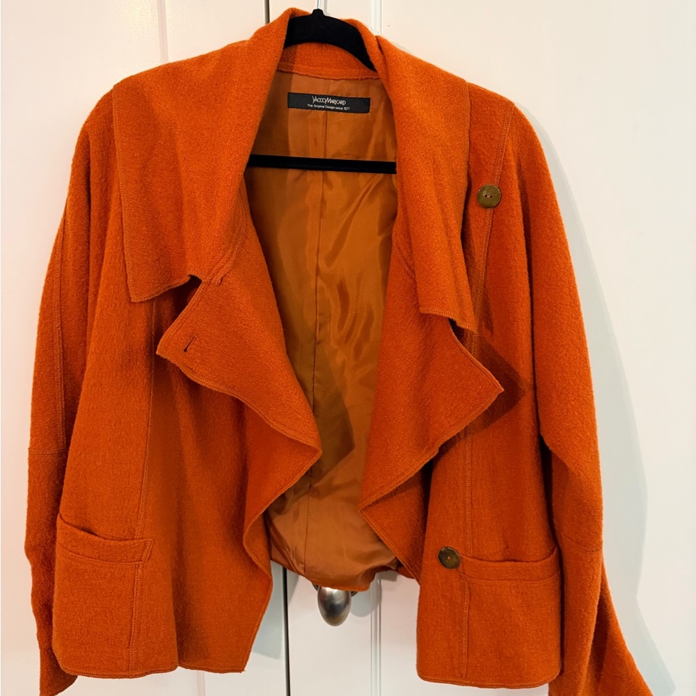 Women's Orange stylish short wool Jacket